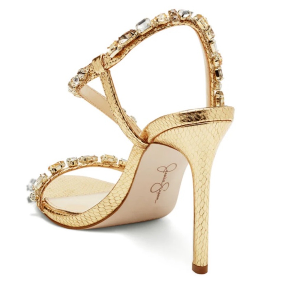 Jessica Simpson Jaycin metallic crystal embellishment strappy sandal Size 8M - Picture 10 of 17